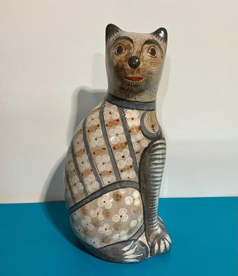 Tonala Mexico Burnished ceramic cat