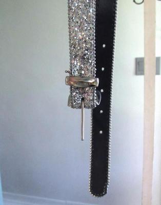 2 Women's Vintage Belts, 1940-50s & Retro Glitter Belt, 42"