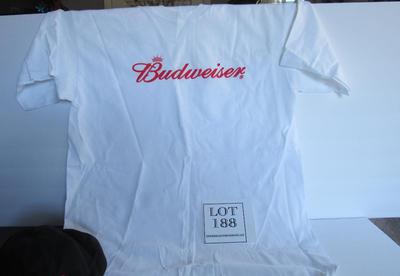 Budweiser Lot: Never Used T Shirt, Baseball Cap, and Older Decals