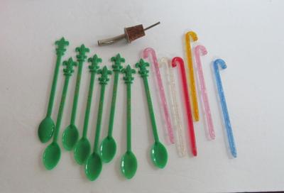 Lot of Older Plastic Swizzle Sticks and Drink Spoons