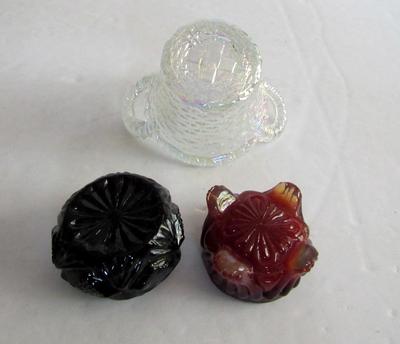 Clear Carnival Glass Toothpick and 2 Salt Dips