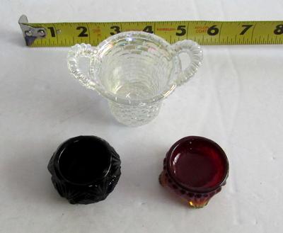Clear Carnival Glass Toothpick and 2 Salt Dips