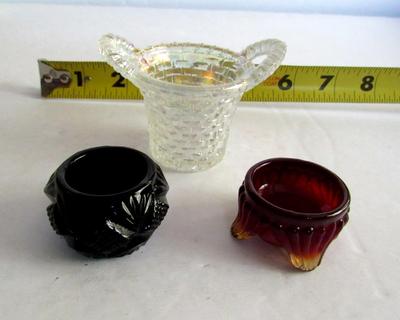 Clear Carnival Glass Toothpick and 2 Salt Dips