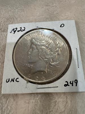 1922 D PEACE DOLLAR UNCIRCULATED 1004 US COIN SILVER