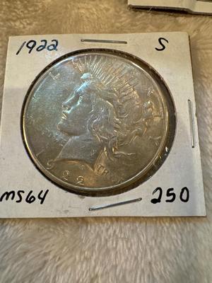 1922 S PEACE DOLLAR MS 64