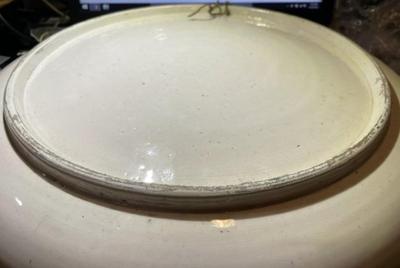 Early Turkish Heavy Stoneware 16" Charger Dish from 1800's or Earlier Preowned from an Estate as Pictured.