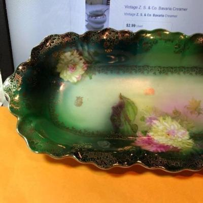 Antique Germany Z.S. & Co Bavaria Serving Plate 12.25" Long in Good Preowned Condition.