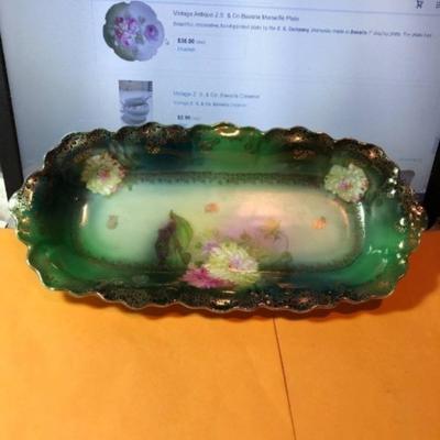 Antique Germany Z.S. & Co Bavaria Serving Plate 12.25" Long in Good Preowned Condition.