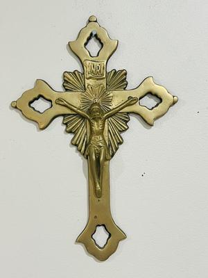 Vintage Solid Brass Crucifix Wall Cross