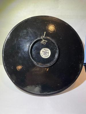 Vintage RUSSIAN Hand Painted Lacquered Wooden Plate Artwork 8.5" Diameter in Good Preowned Condition.