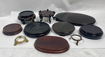 Lot of Wood & Metal Display Items - Bases, Platforms, Egg Holders