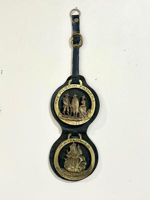 Vintage Horse Brass Strap The Pilgrim Fathers & Mayflower