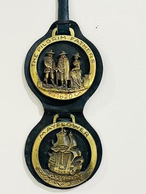 Vintage Horse Brass Strap The Pilgrim Fathers & Mayflower