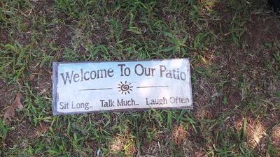 Welcome to our patio metal sign