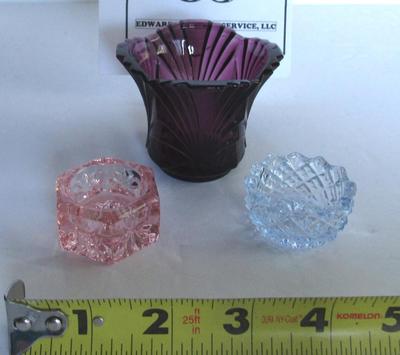 Older Toothpick Holder and 2 Mosser Glass Salts