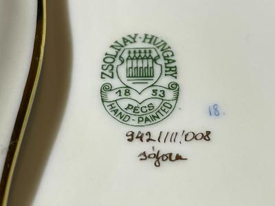 Vintage Zsolnay Porcelain Jewelry/Trinket Box 4 1/4" Hand-painted in VG Preowned Condition.