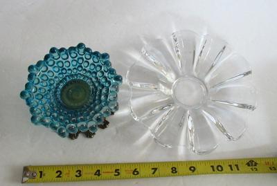 Glass/Brass Candleholder and Glass Dish