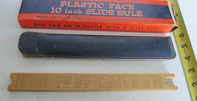 Vintage Slide Rule In Orig Box, Leather Case