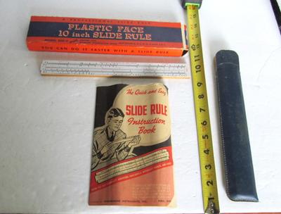Vintage Slide Rule In Orig Box, Leather Case