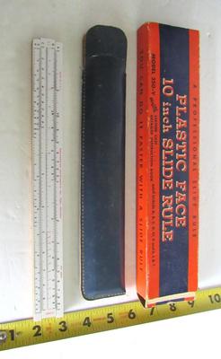 Vintage Slide Rule In Orig Box, Leather Case