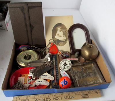 All Kinds of Junk Drawer Stuff, Photo, Metal, Brass Apple, More