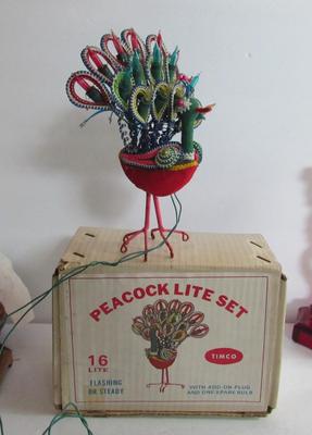 Vintage Peacock Christmas Light Decor