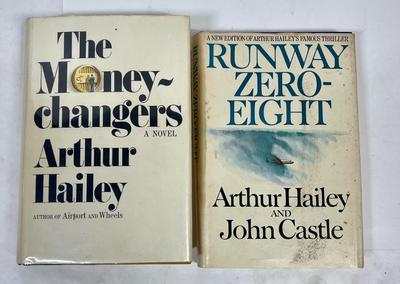 2 Arthur Hailey hardcover books - THE MONEY-CHANGERS & RUNAWAY ZERO-EIGHT