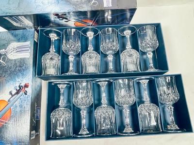 Vtg 12 Crystal Liqueur / Cordial Glasses Longchamp Cristal d'Arques 7" wine