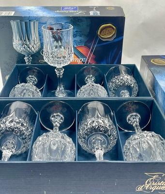 Vtg 4 Crystal Liqueur / Cordial Glasses Longchamp Cristal d'Arques 7" wine