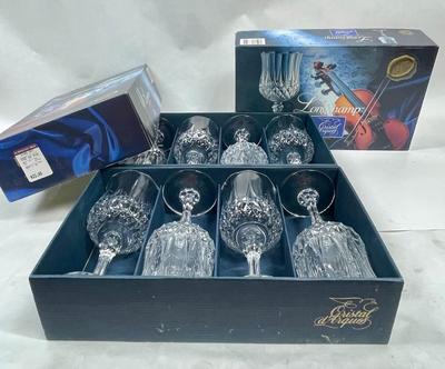 Vtg 4 Crystal Liqueur / Cordial Glasses Longchamp Cristal d'Arques 7" wine