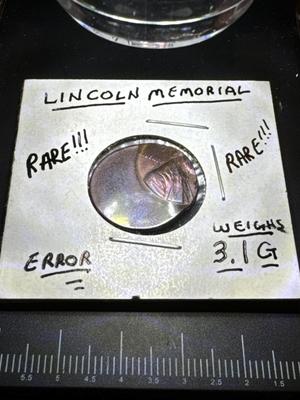 Lincoln Memorial Penny 3.1G Rare Error !!!!!