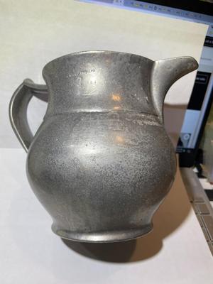 Vintage Wilton Solid Pewter RWP Water Pitcher Columbia PA USA 6" Tall in Good Preowned Condition.