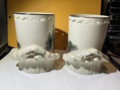 2-Lenox Fine China "the Light of Peace Votive" By Thomas Kinkade 5.75" Tall in VG Preowned Condition.