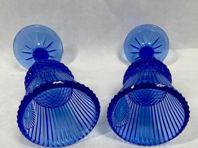 Blue Fostoria Glass George and Martha Washington Wine Goblets Avon 1976