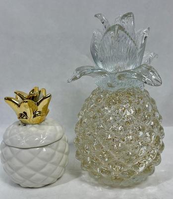 Pineapple Lot - Ceramic Candle Holder & Blown Glass figurine