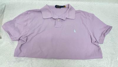 Designer Label Vintage Men's Lavender Polo Shirt, size L Custom Slim Fit