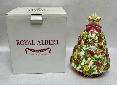Royal Albert Tree Treat / Cookie Jar Seasons Of Color Christmas 2002 -Holidays