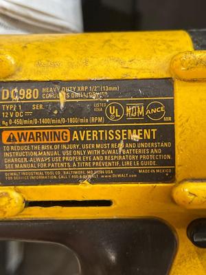 S49-Dewalt right angle drill/driver, Heavy duty XRP half-inch cordless drill and battery