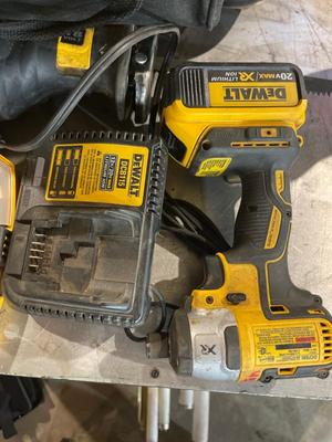 S49.5-Dewalt cordless impact driver with battery, battery charger, and reciprocating saw with battery, bits and a Dewalt bag