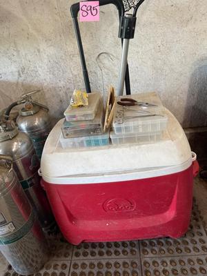 S95-Cooler, fishing tackle and net, plus extras