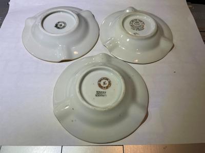3-Vintage Limoges France 4" Porcelain Ashtrays Preowned from an Estate in Good Condition.