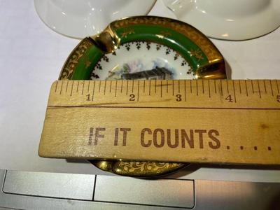 3-Vintage Limoges France 4" Porcelain Ashtrays Preowned from an Estate in Good Condition.