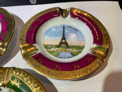 3-Vintage Limoges France 4" Porcelain Ashtrays Preowned from an Estate in Good Condition.