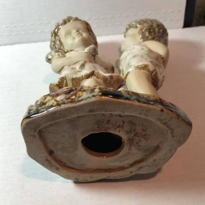 Vintage Pottery Boy/Girl Heavy Figurine 8.5" Tall Preowned from an Estate in Very Good Condition as Pictured.