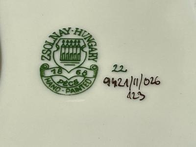 Vintage Zsolnay Porcelain Jewelry/Trinket Box 4 1/4" Hand-painted in VG Preowned Condition.