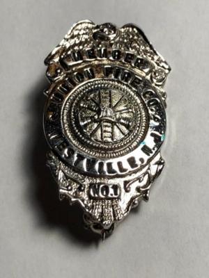 Union Fire Company Chrome Wallet Size Badge Westville, New Jersey Preowned from an Estate as Pictured.