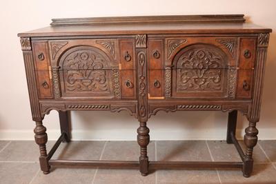 Antique Carved Oak Buffet (See Description)