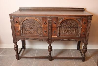 Antique Carved Oak Buffet (See Description)