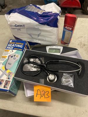 A23-stethoscope, scale, heating pad, plus extras