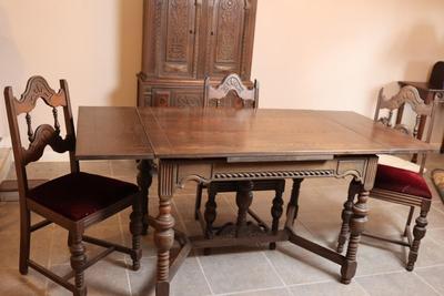 Antique Carved Oak Dining Table